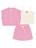 Conjunto Infantil Menina Blusa, Short-Saia E Colete Natural E Rosa Cinti