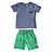 Conjunto Masculino de Camiseta de Malha e Bermuda de Moletom sem Felpa Cores Cinza e Verde - Up Baby