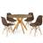 Conjunto Mesa de Jantar Redonda Marci Natural 100cm com 4 Cadeiras Eames Eiffel - Marrom