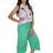 Conjunto Regata Florida Branca e Calça Verde Pantacourt