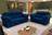 Conjunto Sofá Windsor Velut Azul 3 e 2 Lugares 2,04m e 1,59m - King House