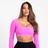 Cropped Top Urbanyc Feminino Manga Longa Rosa Suplex Poliamida