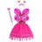 Fantasia Infantil Menina Princesa Kit 4pçs Borboleta Fadinha Carnaval Vestido Varinha Feminina Férias