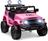 FJ Cruiser Carrinho elétrico Rosa de 12 V para crianças brinquedo com controle remoto com suspensão de molas luzes de LED