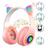 Fone De Ouvido Over-Ear Gamer Sem Fio Cat Stn-28 Rosa Led