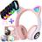 Fone Orelha De Gato Headphone Gatinho Com Led Fone Bluetooth e Pulseira Led Digital