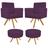 Kit 02 Poltrona Cadeira Decorativa Arenzza e 02 Puff Sofia Base Giratória de Madeira Suede Roxo - DAMAFFÊ MÓVEIS