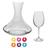 Kit 1 Decanter Cristal Bohemia com 6 Taças e 6 Marcadores