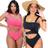 Kit 2 Biquini Maio Feminino Praia Bojo Branco Body Maio Bojo - ÚN 38 ao 42 - Preto e Rosa Neon