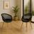 Kit 2 Cadeiras Para Mesa Sala De Jantar Jardim Moderna Luxo Web Preta Base Madeira Varanda Area Gourmet