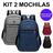 Kit 2 Mochilas Bolsa Viagem Resistente Impermeável Coreana Masculina Feminina Escola - Cor Aleatória