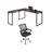 Kit 2 Peças com Mesa para Escritorio em L Industrial 150cm Kuadra e Cadeira de Escritório Diretor Tok