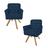 Kit 2 Poltronas Decorativas Base Giratória de Madeira Quarto Anitta Suede Azul Marinho DL Decor