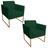 Kit 2 Poltronas Decorativas Base Industrial Dourada Maressa S23 Suede Verde - Ibiza