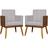 Kit 2 Poltronas Decorativas Para Sala Quarto Recepção Escritório Confortável Luxo Lis Tecido Sintético e Linho