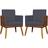 Kit 2 Poltronas Decorativas Para Sala Quarto Recepção Escritório Confortável Luxo Lis Tecido Sintético e Linho