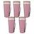 Kit 5 Copo Térmico Rosa Bambu PP Parede Dupla Alça 310ml Eco