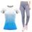 Kit Blusa Feminina Academia Treino Calça Legging Fitness Preta Cinza Lisa Cós Alto