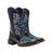 Kit Bota Texana Western Feminina Texas Gold Bordado Preta Flor de Liz