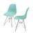 Kit com 2 Cadeiras Eames Policarbonato com Base Cromada na Cor Verde Tiffany - 64549