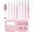 Kit Com 8 Agulhas Cabo Soft Emborrachado + Estojo Rosa DIY