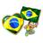 Kit Coração + Menino C/Bandeira Futebol Brasil Copa Do Mundo