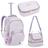 Kit Material Escolar Mochila C/ Rodinhas + Lancheira Térmica + Estojo Porta Lápis Caneta Apontador Aulas Resistente Menina Feminina