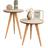 Kit Mesa Apoio e Lateral de Sofá Retrô Classic com 3 Pernas Duplo Off White/Freijó