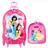 Kit Mochila Carrinho + Lancheira Infantil e Juvenil - Princesas Disney 3D - Ref 3855AM22