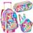 Kit Mochila Rodinhas Lancheira Estojo Escolar Unicornio - Denlex