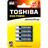 Kit pilha alcalina aaa 1,5v lr03gcp toshiba - 3x cartela com 4  total 12 pilhas