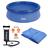 Kit Piscina Borda Inflável PVC 4600 Litros + Kit Reparo + Bomba de Ar para Inflar e Desinflar 2 bicos + Lona 4x4 Azul