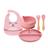 Kit Pratinho Bowl Babador E Talher Silicone Buba - Rosa