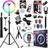 Kit Ring Light 26cm Luz RGB + Tripé Acessórios Filmagem Celular Blogueira Youtuber Tiktok