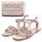 Kit Sandália Infantil Rasteira Menina Com Bolsa Nude Moda Mzkid