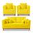 Kit Sofá 3 Lugares e 2 Poltronas Beny Viena Suede Amarelo