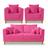 Kit Sofá 3 Lugares e 2 Poltronas Beny Viena Suede Rosa