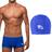 Kit Sunga Masculina de Praia Básica Natação Lisa  + Touca Progne Sports Azul Royal