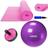 Kit Treino Bola Suica 55 Cm + Colchonete Eva Pilates / Yoga + Roda Abdominal Rosa + Mini Bomba  Liveup Sports 