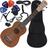 Kit Ukulele Soprano Elétrico Cordas Aquila Sapele Natural