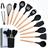 Kit Utensílios De Cozinha Jogo 12 Peças Cabo Madeira E Silicone 