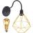 Luminária Arandela Parede Aramada Diamante Industrial Retro + Lâmpada Led Vintage Preto/Dourado