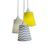 Lustre Pendente Luminária Cacho Chevron Cinza Bege e Amarelo