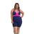 Macaquinho Natação Light Plus Size Azul Marinho e Pink com Sustentação