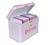 Maleta Box LUXO 600 fotos 10x15 com 6 Álbuns Fotográficos PRINCESA ROSA BOLINHA Bebê Bordado