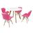 Mesa Inês 100cm Branca + 4 Cadeiras Eiffel Slim - Rosa