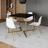 Mesa Jantar Industrial Quadrada 90cm Preta Base V com 4 Cadeiras Eames Eiffel Brancas Base Dourada