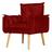 Poltrona Para Sala Decorativa Opala Suede Vermelho Escuro Rt Decor