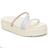 Sandália Feminina Papete Luxo Strass Sola Alta Off White