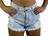 Shorts Jeans Hot Feminino Cintura Alta Desfiado C37